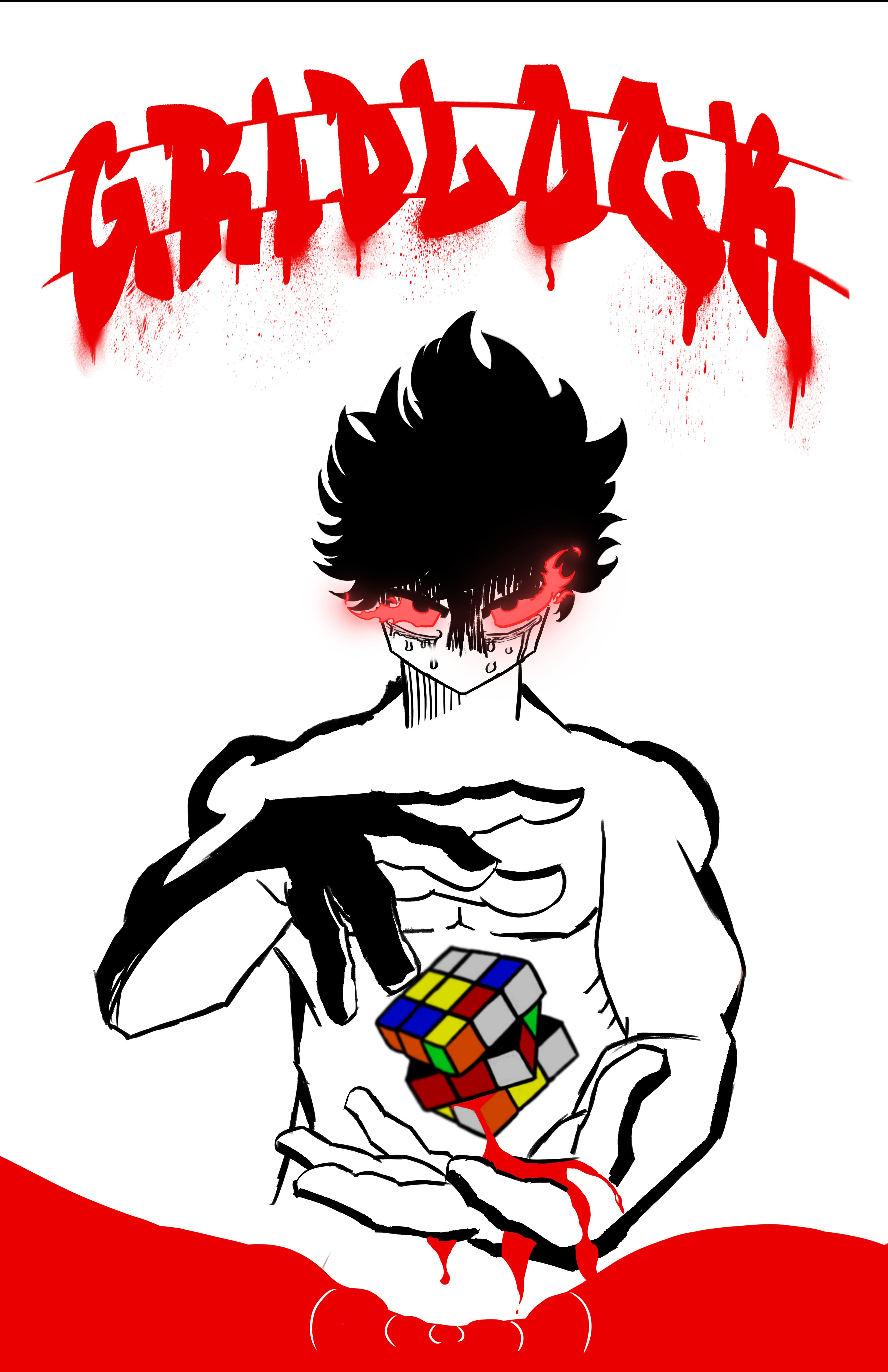 Gridlock — hand-drawn comic cover illustration